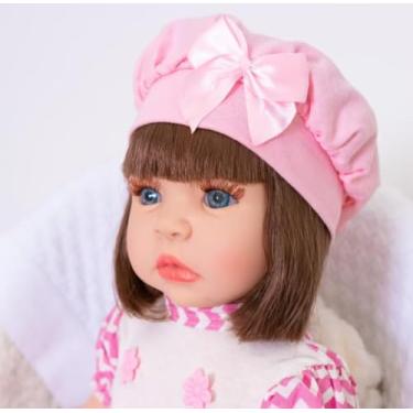 Imagem de Boneca Bebê Luxo Vestido Rosa Corpo em Vinil Siliconado, Pode Dar Banho (9 Acessórios Incluidos)