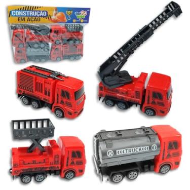 Imagem de Caminhão De Bombeiros Resgate Carrinho Brinquedo Socorro Kit