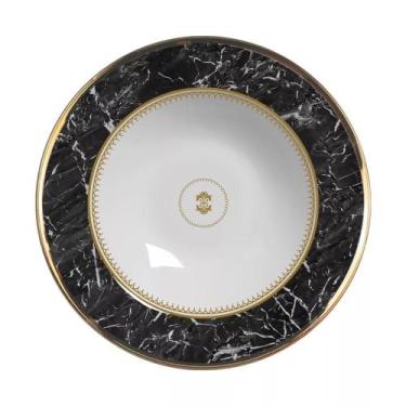 Imagem de Conjunto com 6 Pratos Fundo Marble Preto Ø25cm - Alleanza Cerâmica