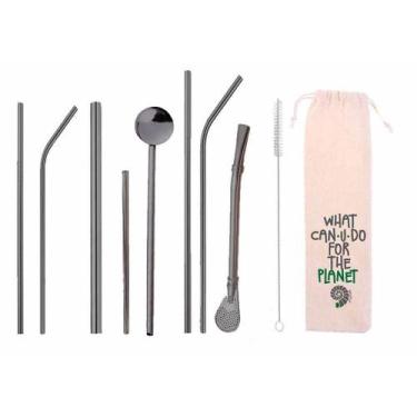 Imagem de Kit 10 em 1 - Canudos variados em Inox Preto - CAN.U.DO