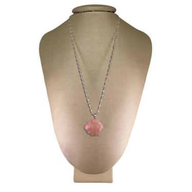 Imagem de Colar Prata 925 Hélice Quartzo Rosa Bruto - P. Vecchio Joias