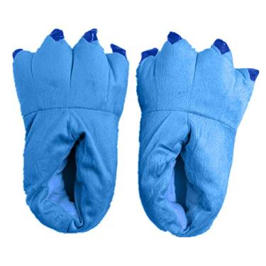 Imagem de Japsom Pantufa unissex aconchegante de flanela para fantasia de animal de Halloween com garra de pata, Azul, 6-8 Wide Women/4.5-6.5 Wide Men