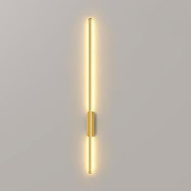Imagem de Luzes De Parede Led Modernas Operadas Por Bateria, Luzes De Parede Recarregáveis Usb-c Sem Fio Internas Com Controle Remoto, Lâmpada De Arandela Linear De Tira Longa, Gold, 80cm