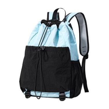 Imagem de harayaa Mochila com cordão para badminton, mochila multifuncional para raquetes, acessórios para bolas, academia, viagem, caminhada, Azul Preto