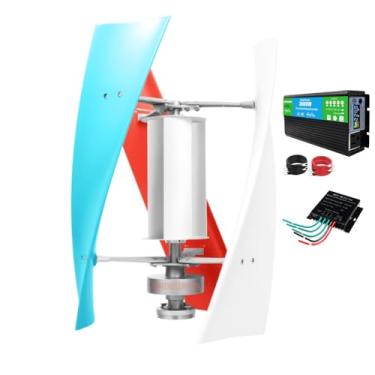 Imagem de 24v,Gerador de turbina eólica de alta qualidade sem ruído, 3 lâminas 12V 24V 48V Kits de moinhos de vento W/controlador e inversor de potência Adequado para acampamento e pátios (3000W)