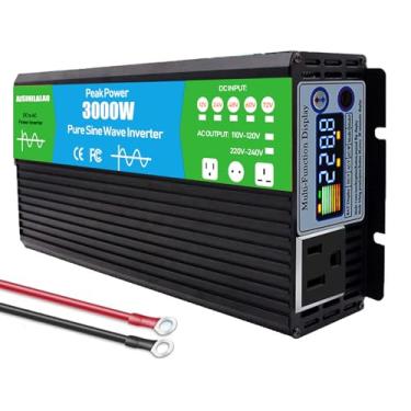 Imagem de Inversor de potência RV 3000W Inversor de onda senoidal pura, 48V a 110V 220V Conversor AC para caminhão, ao ar livre com 1 tomadas AC Display LCD Off Grid Solar Inverter,48v to 110v