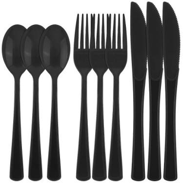Imagem de Conjunto de talheres Kochorie Heavy Duty Plastic 300 peças preto