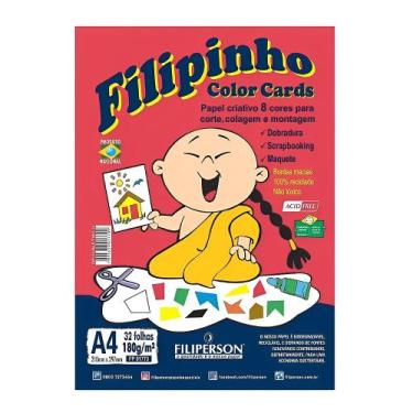 Imagem de Bloco Color Cards A4 Escolar 8 Cores 32 Folhas 2210x297mm - Filipinho