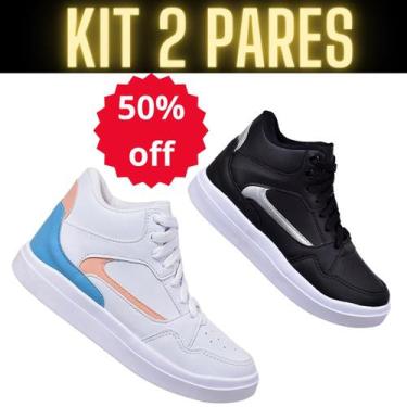 Imagem de KIT 2 Pares Tênis Feminino Botinha Casual Academia Corrida Caminhada T