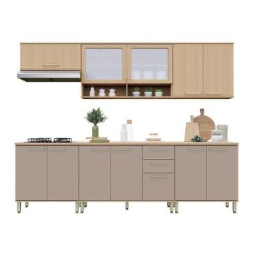 Imagem de Cozinha Compacta 100% Mdf 6 Pçs 280cm Duna Luciane Móveis Freijó/Cinam