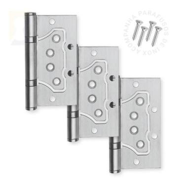 Imagem de Kit 3 Dobradiça De Sobrepor Inox Escovado - DS