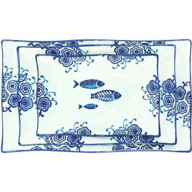 Imagem de Jogo Petisqueiras Bandeja Peixe 6pçs Travessas Bowl Oceano - OUTRAS MA