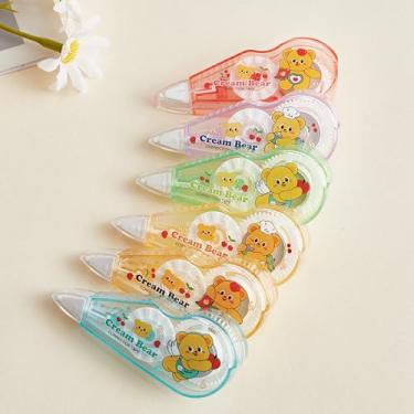 Imagem de Jovanssen Fita corretiva branca, pacote com 6, mini fita corretiva de 30 metros, materiais de escrita e materiais de correção para escola e escritório. (Urso)