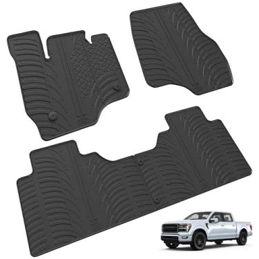 Imagem de Gledring Tapetes de borracha para todos os climas dos EUA compatíveis com Ford F-150 SuperCrew 2015-2025 e F-150 Raptor 2017-2020, sem necessidade de corte, ajuste personalizado, protege contra chuva