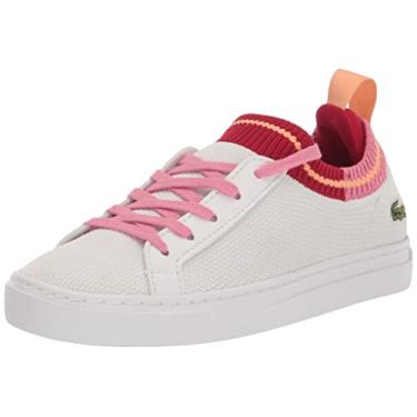 Imagem de Lacoste Tênis infantil unissex La Piquee, Branco/Vermelho, 4 Toddler