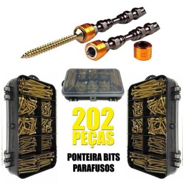 Imagem de Kit de parafusos chipboard phillips + caixa organizadora + ponta bits 