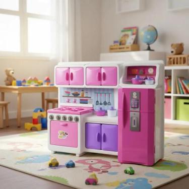 Imagem de Mini Cozinha Fogão Geladeira e Armário Cozinha de Brinquedo Faz de Con