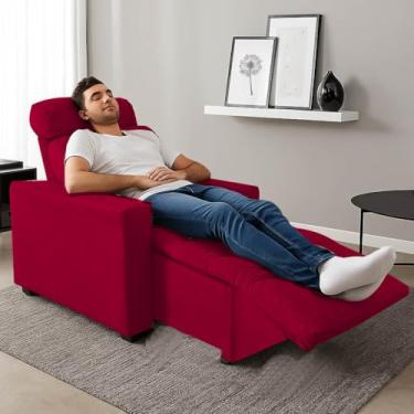 Imagem de Poltrona Cadeira Do Papai E Mamãe Reclinável Retrátil Para Sala De Descanso Madri Vermelho