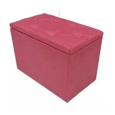 Imagem de Puff Bau Para Quarto Retangular Em Suede Com Espaço Para Armazenamento(ROSA)