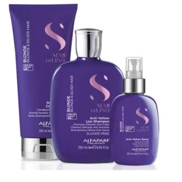 Imagem de Kit SDL Blonde & Silver Anti Yellow Shampoo, Cond e Spray - Alfaparf