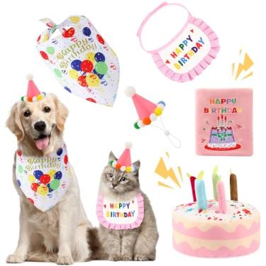 Imagem de Conjunto de artigos de festa de aniversário para cães - chapéu fofo, brinquedo de bolo e tapete de esconde-esconde para cães pequenos, médios e grandes (rosa)