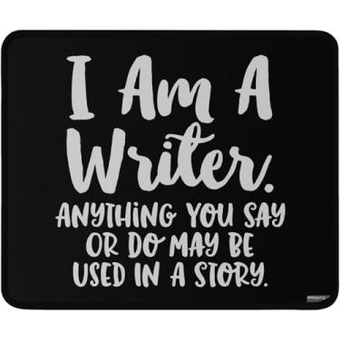 Imagem de Mouse pad I Am A Writer, preto com texto branco, base de borracha antiderrapante, 24 x 19 cm, design lavável, blogger copy writing gaming mouse pad