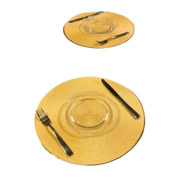 Imagem de Jogo Americano Souplast Redondo Jantar Mesa Posta Cozinha (4,AMARELO PALHA)