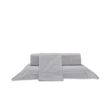 Imagem de Plumasul Jogo de Cama Eterna Catena 100% Algodão Percal 200 Fios Queen 4 peças Cor Cinza Festone Cinza