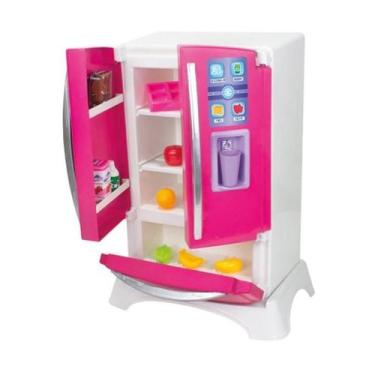 Imagem de Geladeira Brinquedo Infantil Rosa Side By Side Com 2 Portas - Lua De C