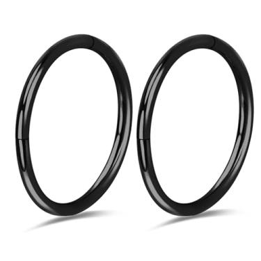 Imagem de PIERCINGBOY 2 anéis de nariz de titânio de 11 mm 16G argola de nariz calibre 16 cartilagem preta hélice tragus daith torre brincos articulados segmento septo clicker body piercing joia