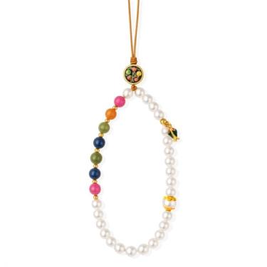 Imagem de JINYRSOC Alça de pulso com contas de pérola, berloques fofos de pulseira, cordão de câmera feito à mão, corrente de contas para celular, bolsa de câmera digital, chaveiro, acessórios