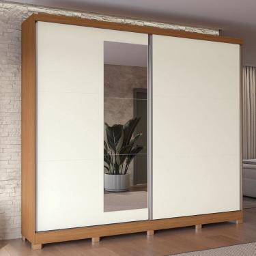 Imagem de Guarda-Roupa Casal Villard 2 Portas 4 Gavetas com Espelho Flex Canela/Off White - Kappesberg