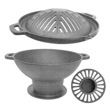 Imagem de Churrasqueira Gengiskan Redonda Ferro Fundido Completa