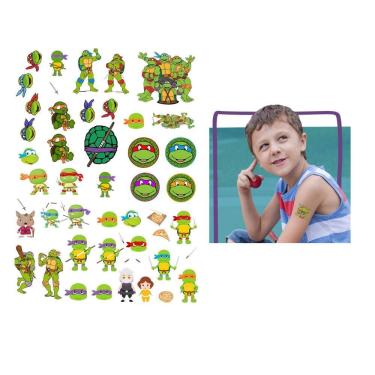 Imagem de Tatuagens Temporárias Kit 40 Tatuagens Tartarugas Ninjas A4