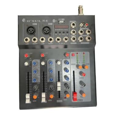Imagem de Console HSUL H4 Bluetooth  Mesa de Som Analógica com 4 Canais e Efeito
