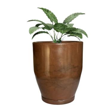 Imagem de Vaso Redondo Polietileno Planta Cone Bojo Marmorizado Jardim Sala (Marrom)