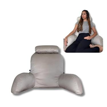 Imagem de Almofada de Leitura com Apoio Lombar e Travesseiro para Pescoço – Suporte Ergonômico para Costas em Cama ou Sofá – Ideal para Jovens, Adultos e Idosos – Tecido Suede (Bege - Cód.:03, Grande)