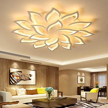 Imagem de Luminária de teto LED com controle remoto, luminária de teto com flores para quarto, moderna, com controle remoto, luminária de acrílico para sala de estar, corredor, sala de jantar, quarto