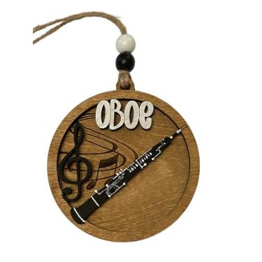 Imagem de Ornamento de árvore de Natal de banda de oboé | Ornamento de instrumento musical | Banda de marcha personalizada de sopro de madeira | Presente para banda de concerto
