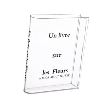 Imagem de Fenteer Vaso para livros, suporte para buquês de caules, centro de mesa nórdico, vaso transparente para estante, decoração de quarto, Impresso