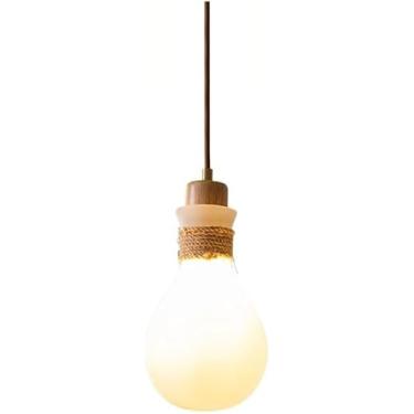 Imagem de Lustre estilo industrial simples ajustável vidro borracha corda de cânhamo luz pendente compatível com ilha de cozinha, decoração moderna