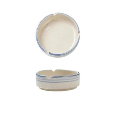 Imagem de Cinzeiro redondo de linha azul cinzeiro de cerâmica cinzeiro de mesa simples, para casa, mesa, escritório, pátio, varanda, etc. (6 peças) Cinzeiro externo