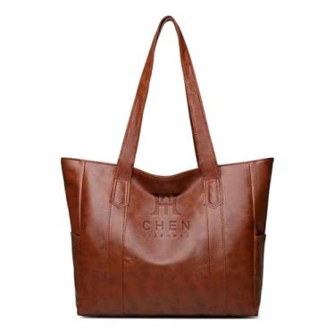 Imagem de Bolsa Feminina Grande Tipo Tote | Bolsa de Ombro e Mão para Faculdade, Trabalho e Dia a Dia | Estilo Casual Elegante (Marrom)