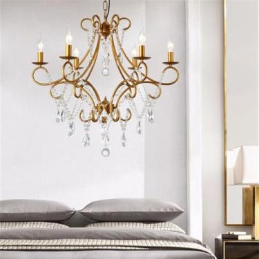 Imagem de Lustre retrô americano LED personalidade criatividade sala de estar restaurante quarto estudo villa hotel café bar loja de roupas luminária pendente (BA 6 luzes)