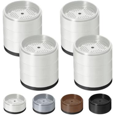 Imagem de Elevadores de cama 2.5 cm, 5.1 cm, 7.6 cm, 10.2 cm resistente, elevador de móveis ajustável para mesa, sofá, poltrona, geladeira, máquina de lavar, blocos empilháveis para elevação de cama (branco