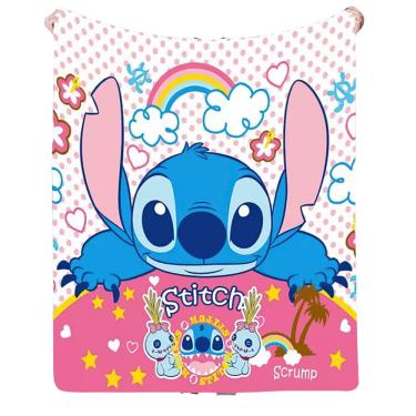 Imagem de Cobertor SANMU Flannel Soft Anime Stitch Rainbow 300g