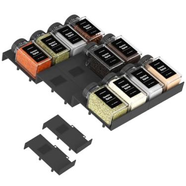 Imagem de Famhap Organizador de gaveta de especiarias, 12 peças de suporte expansível intertravado para gavetas de cozinha, gaveta de temperos para potes de especiarias