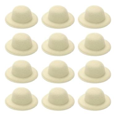 Imagem de PATIKIL Mini chapéus formais de 5 cm, 12 peças, miniatura, chapéus, para artesanato, acessórios de cabelo, decoração de boneca, boneco de neve, amarelo claro