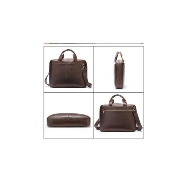 Imagem de Bolsa de maleta de couro genuíno marrom - Lightbek Official Store