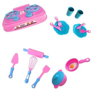 Imagem de Brinquedo Infantil Fogão Cozinha Rosa Casinha Com Panelinhas E Acessór